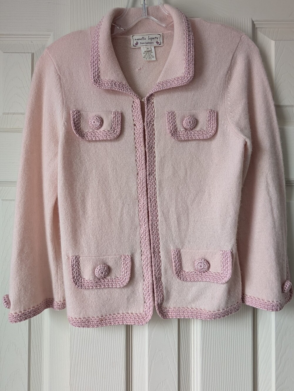 Vintage Nanette Lepore Pink Cropped Knit Cardigan, Sz. M